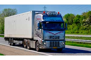 Truck driving down the highway