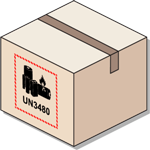 Box with correct labelling for shipping batteries